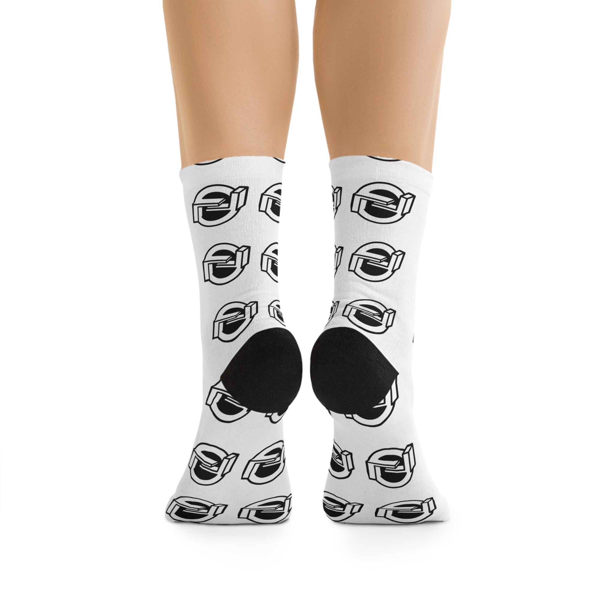Multi-logo Poly Crew Socks (White)