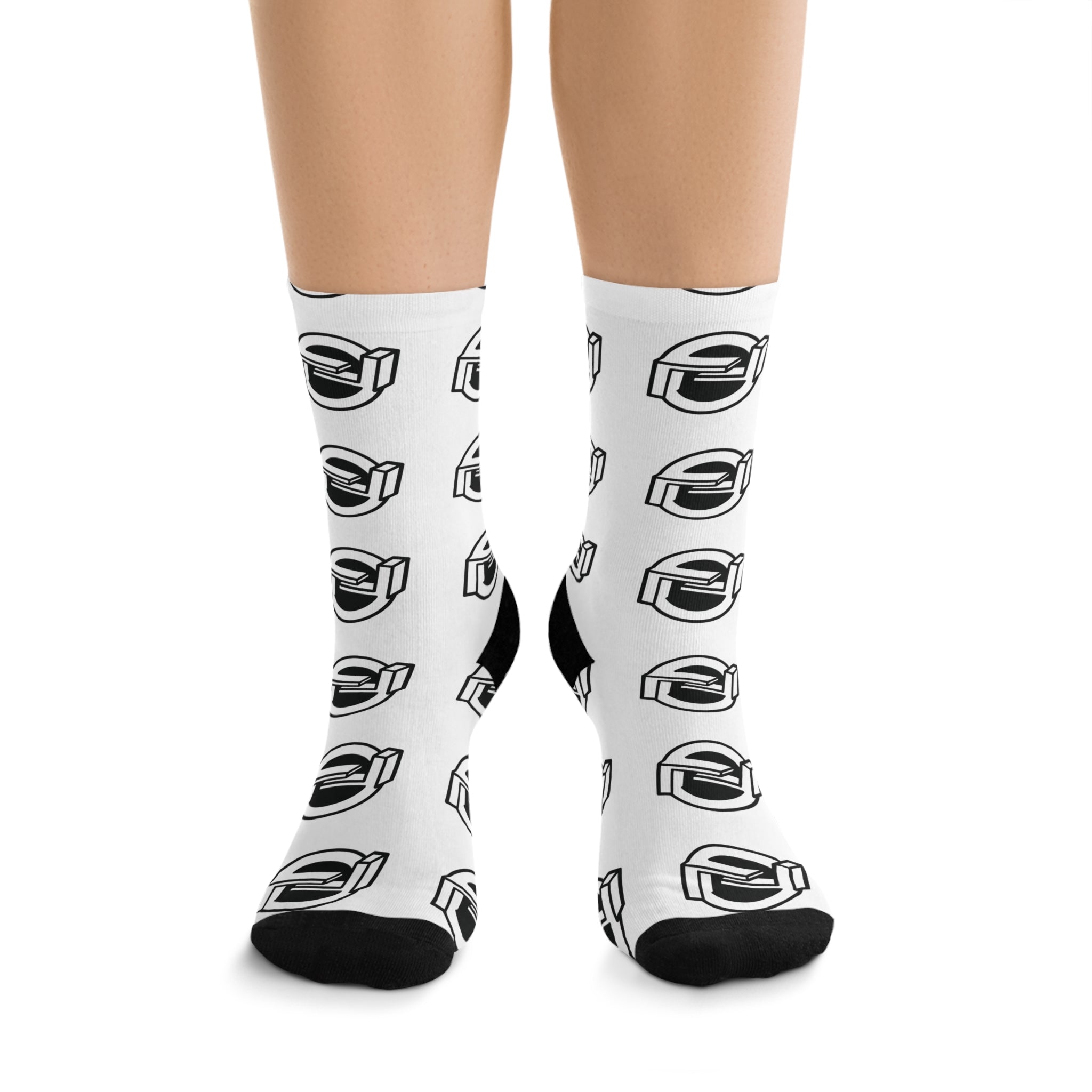 Multi-logo Poly Crew Socks (White)