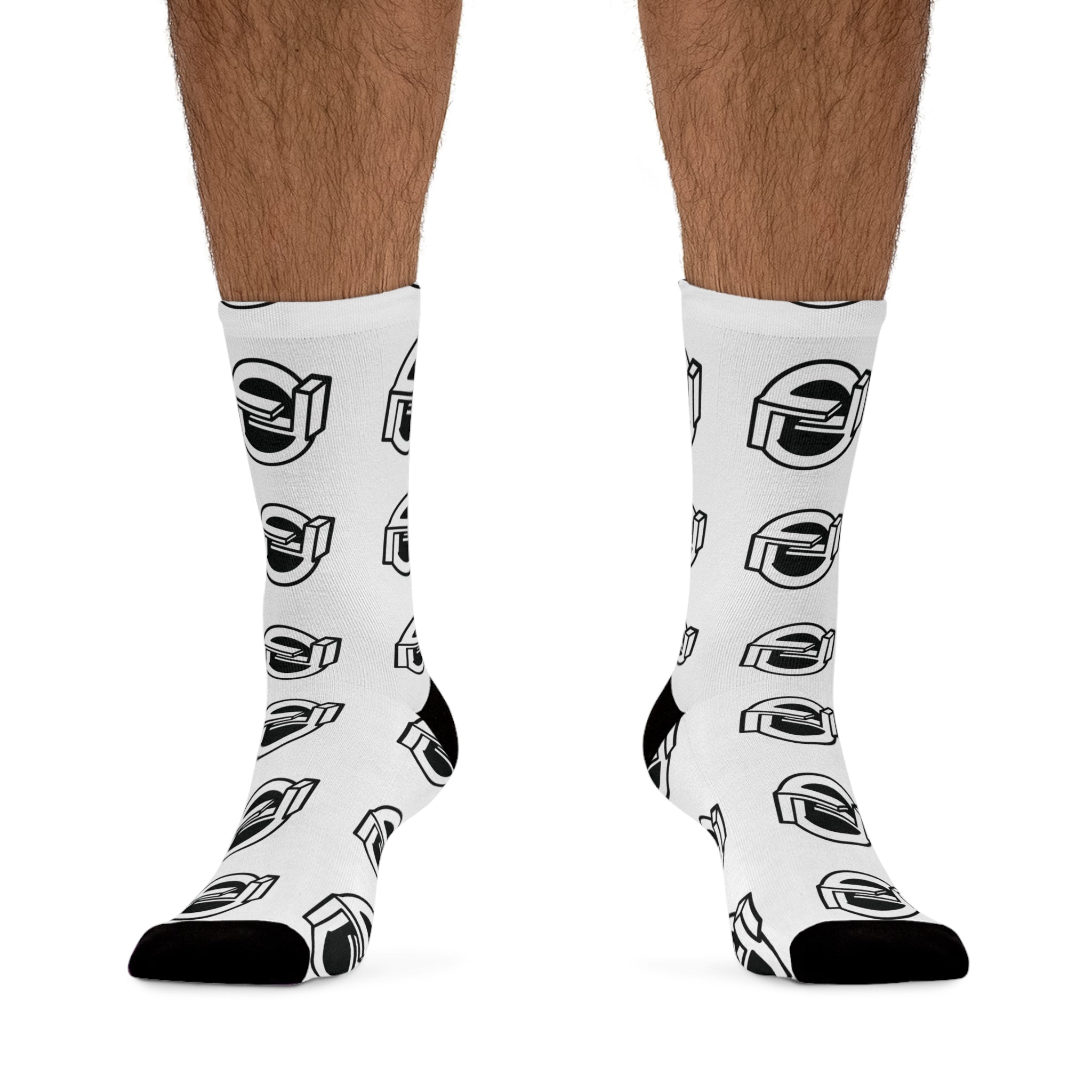 Multi-logo Poly Crew Socks (White)